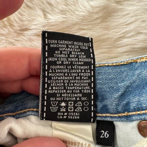 7 For All Mankind High Waist Vintage Bootcut Cut Off Denim Shorts 26 - Picture 8 of 13